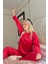 Kırmızı Thankful Desenli Exclusive Kadife Kadın Pijama Takımı 3