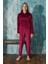 Bordo Winter Desenli Exclusive Kadife Kız Çocuk Pijama Takımı 2