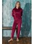 Bordo Winter Desenli Exclusive Kadife Kız Çocuk Pijama Takımı 3