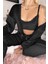 Siyah Crop Exclusive Kadife Sabahlıklı Kadın Pijama Takımı 4