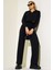 Kadın Siyah Uzun Kollu Düğmeli Bluz ve Yüksek Bel Bol Pantolon Ikili Takım 1