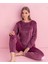 Kadın Kışlık Bisiklet Yaka Kadife Pijama Takımı 3030G - 1 Adet 1