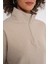Kadın Bej Yakası Fermuarlı Örme Sweatshirt HZL25W-BD1554491 5
