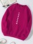 Oversize Bisiklet Yaka Basic Freedom Baskılı Sweatshirt - Fuşya 1