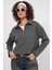 Kadın Antrasit Yakası Fermuarlı Örme Sweatshirt HZL25W-BD1554491 2