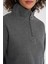 Kadın Antrasit Yakası Fermuarlı Örme Sweatshirt HZL25W-BD1554491 5