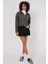 Kadın Haki Yakası Fermuarlı Örme Sweatshirt HZL25W-BD1554491 3