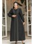 Boncuk Işlemeli Siyah Tesettür Abaya Takım 4626S 2