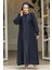 Boncuk Işlemeli Lacivert Tesettür Abaya Takım 4626L 1