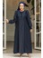 Boncuk Işlemeli Lacivert Tesettür Abaya Takım 4626L 2