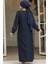 Boncuk Işlemeli Lacivert Tesettür Abaya Takım 4626L 3