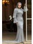 Drape Detaylı Gri Tesettür Abiye Elbise 48531GR 1