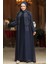 Boncuk Işlemeli Lacivert Tesettür Abaya Takım 46151L 1