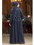 Boncuk Işlemeli Lacivert Tesettür Abaya Takım 46151L 4