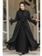 Volanlı Siyah Tesettür Abaya 4482S 1