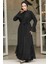 Volanlı Siyah Tesettür Abaya 4482S 2
