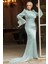 Drape Detaylı Mint Tesettür Abiye Elbise 48531MINT 1
