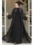 Boncuk Işlemeli Siyah Tesettür Abaya Takım 46151S 1