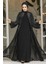 Boncuk Işlemeli Siyah Tesettür Abaya Takım 46151S 2