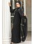 Boncuk Işlemeli Siyah Tesettür Abaya Takım 46151S 3
