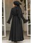 Volanlı Siyah Tesettür Abaya 4482S 5