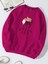 Oversize Bisiklet Yaka Basic Colorful Hair Baskılı Sweatshirt - Fuşya 1