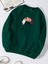 Oversize Bisiklet Yaka Basic Colorful Hair Baskılı Sweatshirt - Koyu Yeşil 1