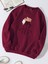 Oversize Bisiklet Yaka Basic Colorful Hair Baskılı Sweatshirt - Bordo 1