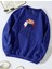 Oversize Bisiklet Yaka Basic Colorful Hair Baskılı Sweatshirt - Saks Mavisi 1