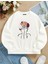 Oversize Bisiklet Yaka Basic Colorful Hair Baskılı Sweatshirt - Ekru 1