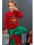 Kız Erkek Merry Christmas ve Geyik Baskılı Yeni Yıl Kırmızı Eşofman Takım 4