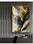 gold-Siyah Sevilen Soyut Şekil 7 |çerçeveli Temperli Cam Tablo Tekli Dikey 1