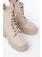 FZ-2550 Bej Yüksek Tabanlı Bağcıklı Fermuarlı Günlük Kadın Bot 4