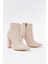 VRT-4801 Bej Yüksek Kalın Topuklu Fermuarlı Kadın Bot 3
