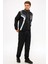 Erkek Siyah Yarım Balıkçı Yaka Düz Paça Boydan Fermuarlı Marathon Eşofman Takımı EDY2637S 2
