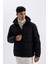 Regular Fit Kapüşonlu Şişme Mont Black 1