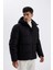 Regular Fit Kapüşonlu Şişme Mont Black 3