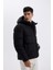 Regular Fit Kapüşonlu Şişme Mont Black 4