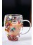 Çift Cidarlı Flower Cup 350ML Çiçekli Bardak Kahve Çay Bardağı El Yapımı Kulplu Cam Bardak 3