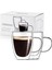 Çift Cidarlı Bardak Cam Kupa 310 ml Ev Ofis Espresso Kahve Fincanı Borosilikat Kulplu Çay Bardağı 3