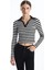 Lcw Vision Çizgili Polo Yaka Çizgili Uzun Kollu Kadın Tişört 1