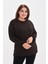 Kadın Uzun Kollu Yakası Baskılı Büyük Beden Penye BLUZ-BGB50 1