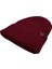 Claret Red Beanie Bordo Deri Etiket Detaylı Soft Yıkama Yünlü ve Katlamalı Örgü Bere 4