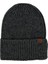 Anthracite Beanie Antrasit Deri Etiket Detaylı Soft Yıkama Yünlü ve Katlamalı Örgü Bere 1