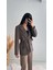 Premium Kalite Kemerli Astarlı Double Kalın Kumaş Blazer Ceket Kahve 2