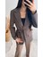 Premium Kalite Kemerli Astarlı Double Kalın Kumaş Blazer Ceket Kahve 4
