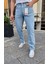 Erkek Slim Fit Buz Mavi Esnek Likralı Kot Pantolon 1