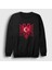 Siyah Albania Türkiye Arnavutluk Bayrağı Sweatshirt 1