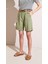 Kadın Haki Yüksel Bel Beli Kemerli Gabardin Şort 5