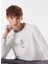 Kırık Beyaz Kadın Kapüşon Yaka Basic Fit Baskılı Uzun Kollu T-Shirt D4WL-TST3004 1